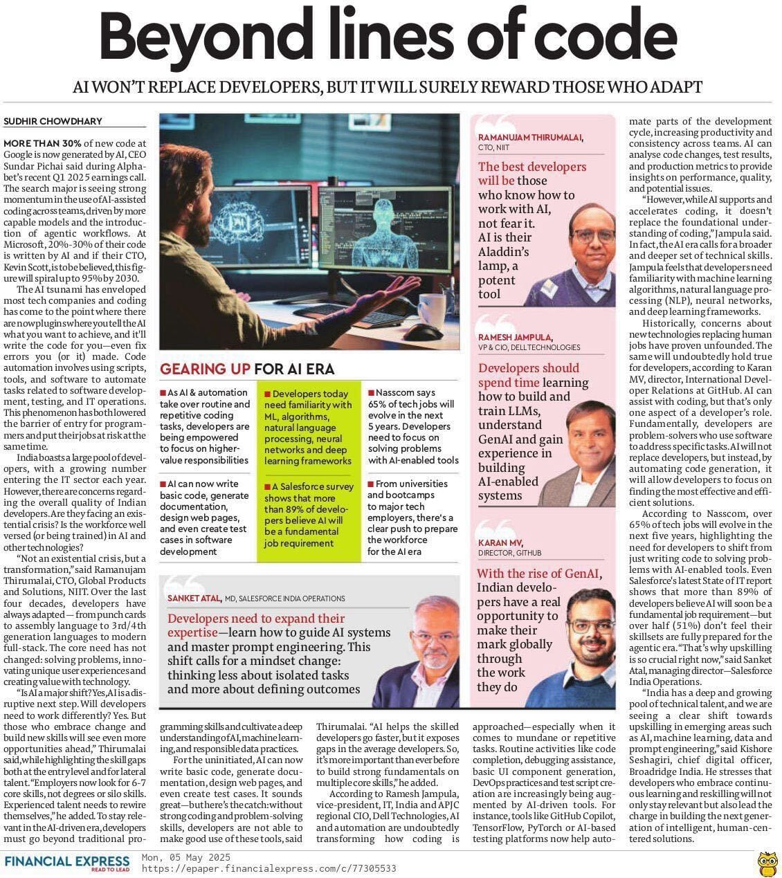 Financial Express - Beyond lines of code: How AI is redefining the developer's role