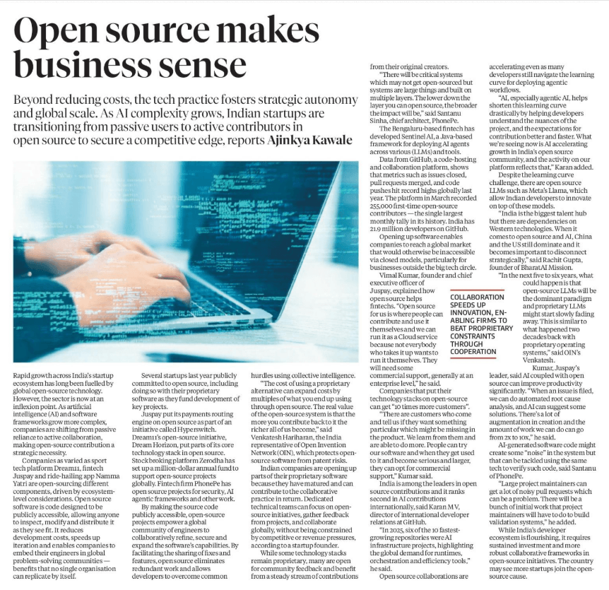 Business Standard - Open Source makes business sense